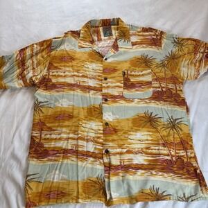 Pineapple Connection Hawaiian Aloha L Button Up Molokai Kahoolawe Maui Sunset